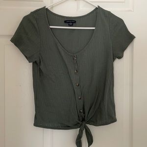 AE front tie t shirt. Non functional buttons size small.